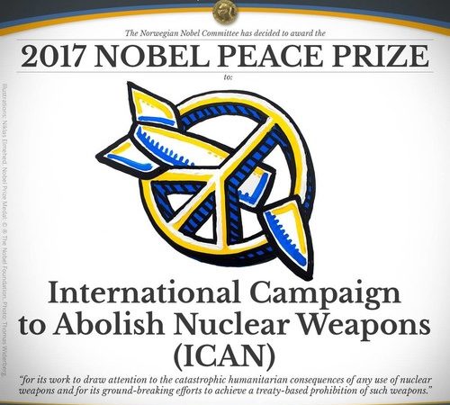 La International Campaign to Abolish Nuclear Weapons (ICAN) insignita del premio Nobel per la Pace!