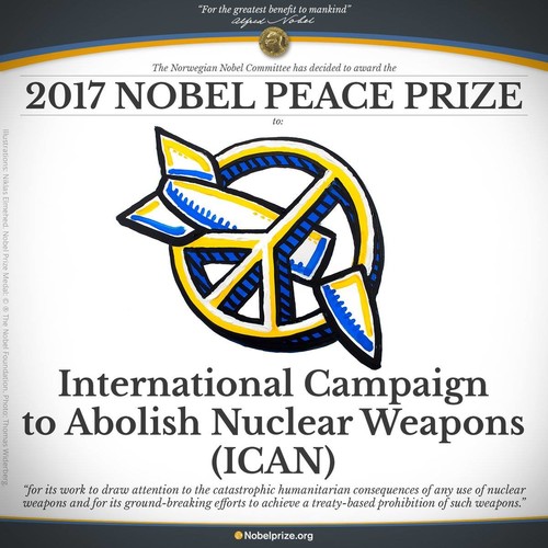 La International Campaign to Abolish Nuclear Weapons (ICAN) insignita del premio Nobel per la Pace!