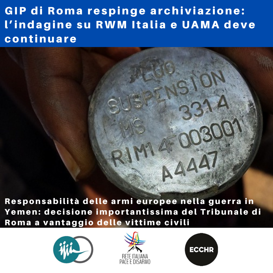 GIP di Roma respinge archiviazione: l’indagine su RWM Italia e UAMA deve continuare