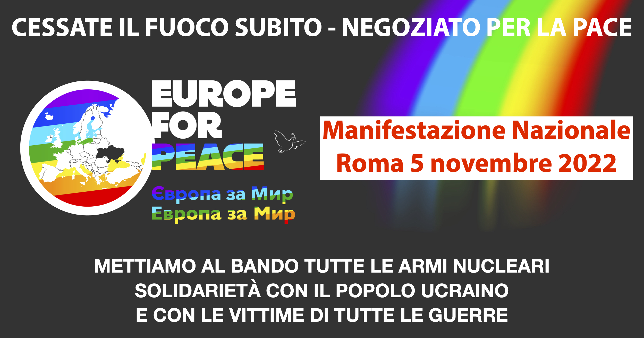 Le adesioni alla Manifestazione Nazionale per la Pace “Europe for Peace” del 5 novembre 2022