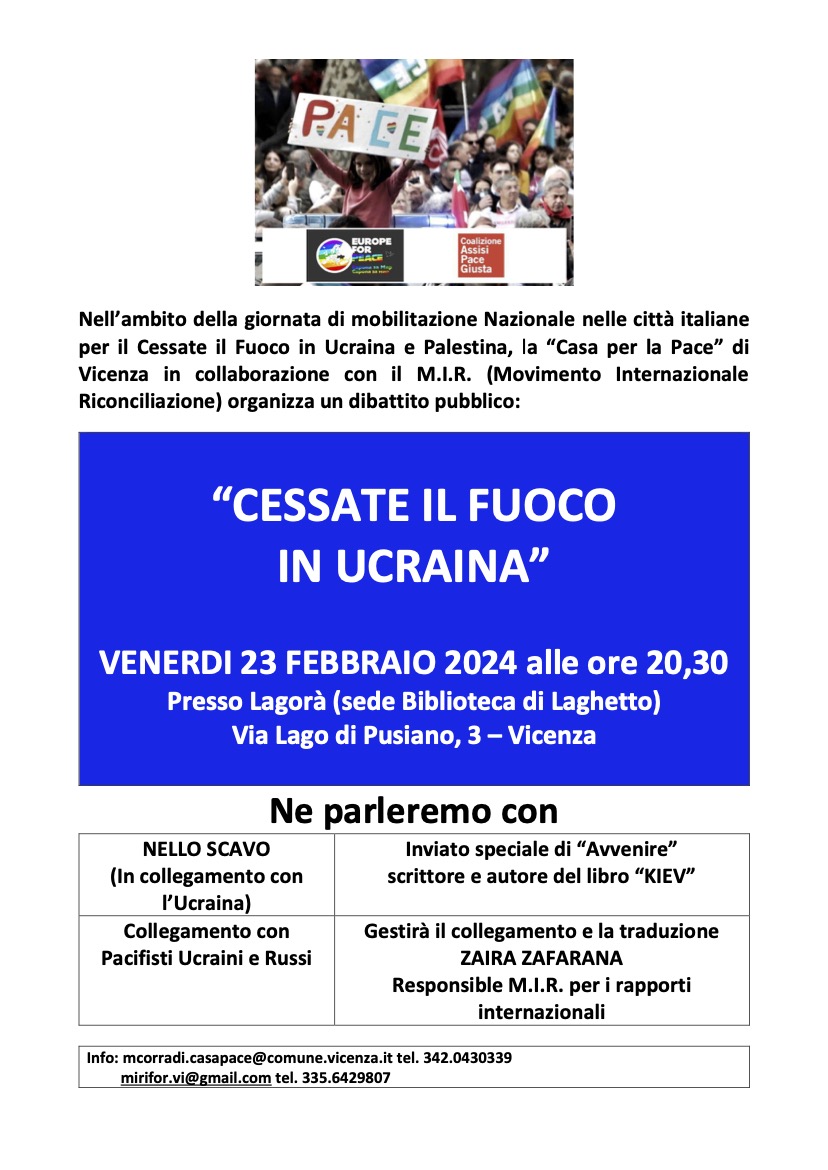 Cessate il fuoco in Ucraina, dibattito a Vicenza